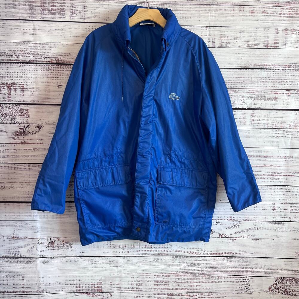 Izod Lacoste Vintage Collab 1980s 1990s Mens Windbreaker Jacket Blue Size M